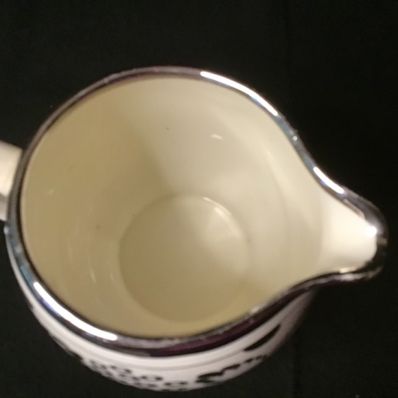 Vintage 2 piece Grays Pottery Porcelain Paint Silver & White Creamer & Server - Picture 6 of 13